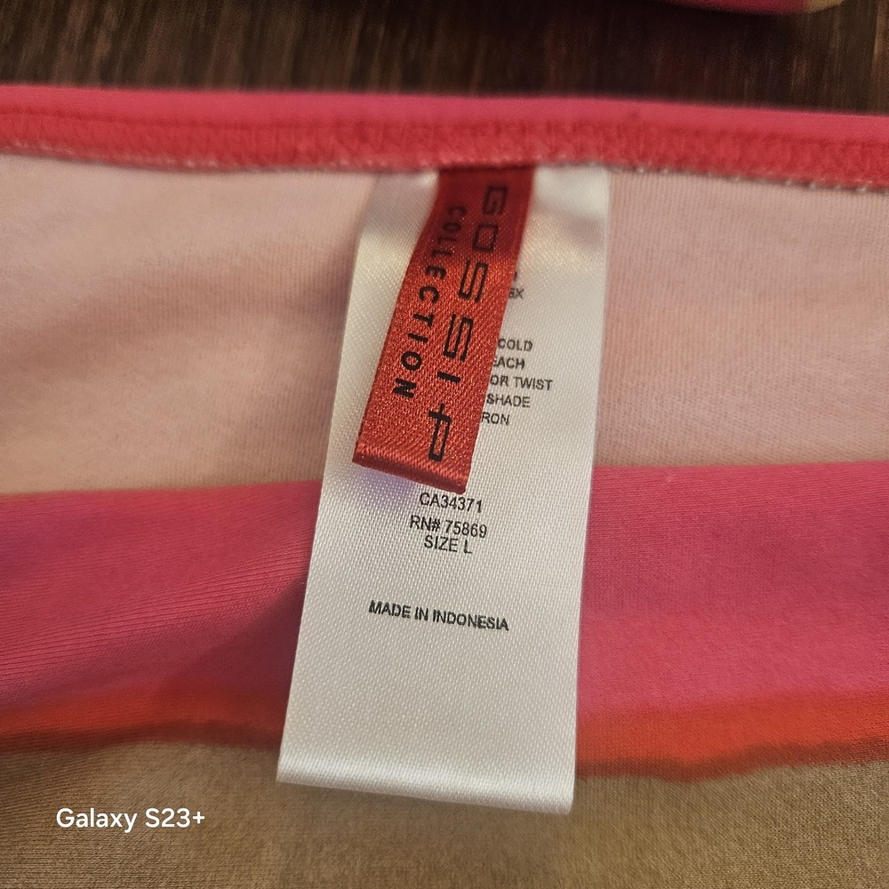 Gossip Collection 2010 Bikini Womens Sz L Neon Stripe Shell Hardware Resort Swim - Picture 10 of 16